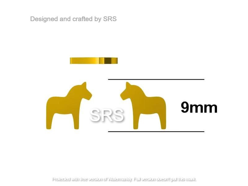 Dainty Dala Horse Stud Earrings in Sterling Silver - Nordic Style - Silver, Gold or Rose Gold, Swedish Design - Cute Animal Earrings - Fun