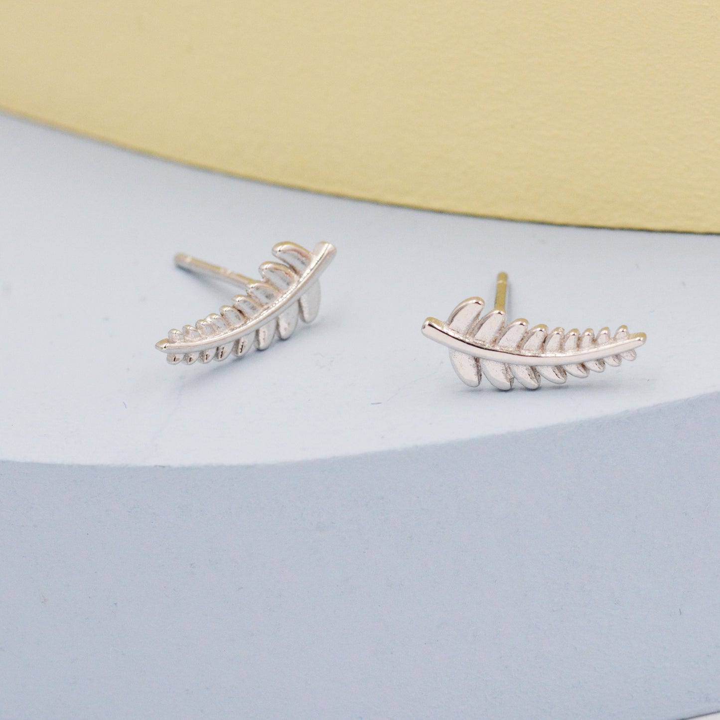 Little Fern Leaf Stud Earrings in Sterling Silver - Plant Earrings - Natured Inspired Earrings - Cute,  Fun, Whimsical