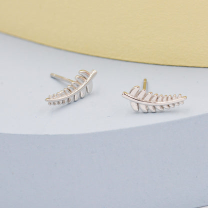 Little Fern Leaf Stud Earrings in Sterling Silver - Plant Earrings - Natured Inspired Earrings - Cute,  Fun, Whimsical