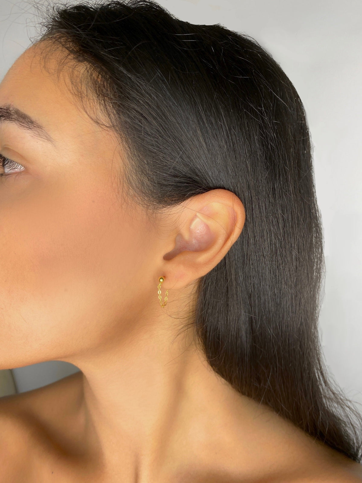 Ball Chain Earrings in Sterling Silver, Silver or Gold, Tiny Ear Jacket, Dainty Jewellery