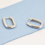 Pair of Small Rectangular Hoop Earrings in Sterling Silver, Oval Hoop Earrings, Chunky Hoop Earrings, Silver or Gold, Square Hoop Earrings