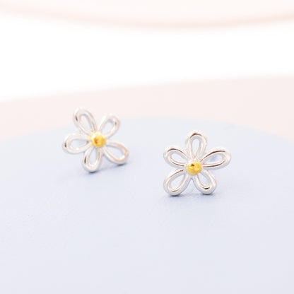 Dainty Forget-me-not Flower Stud Earrings in Sterling Silver - Floral Blossom Flower Stud Earrings -  Nature Inspired