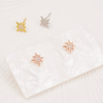Starburst Stud Earrings in Sterling Silver Pave CZ Crystals, Silver Gold or Rose Gold Dainty and Delicate Earrings, Celestial Jewellery