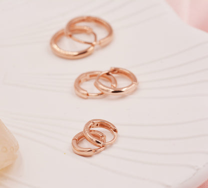 Minimalist Huggie Hoops in Sterling Silver, 6mm,  8mm and 10mm Skinny Hoops, Rose Gold or Gold, Simple Hoop Earrings