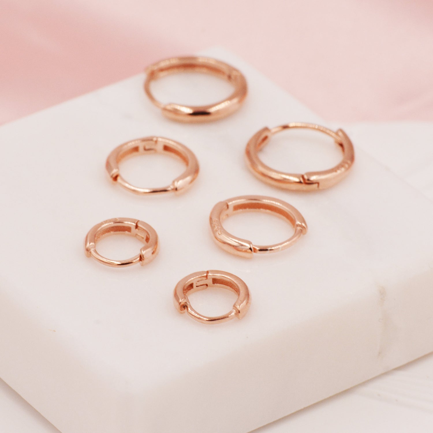 Minimalist Huggie Hoops in Sterling Silver, 6mm,  8mm and 10mm Skinny Hoops, Rose Gold or Gold, Simple Hoop Earrings
