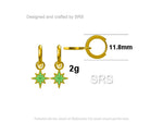 Starburst Charm Huggie Hoop Earrings in Sterling Silver with Detachable Star Burst Charms, North Star Celestial Geometric Design