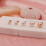 Genuine Pink Pearl Stud Earrings in Sterling Silver, 5mm - 8mm, Small Pearl Stud and Large Pearl Stud, Silver pearl Earrings,
