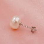 Genuine Pearl Stud Earrings in Sterling Silver, 5mm - 8mm, Small Pearl Stud and Large Pearl Stud, Silver pearl Earrings,