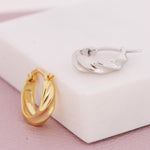 Croissant Hoop Earrings in Sterling Silver, Silver or Gold, Twist Hoop Earrings, Simple Braided Hoop Earrings 10mm Inner Diameter