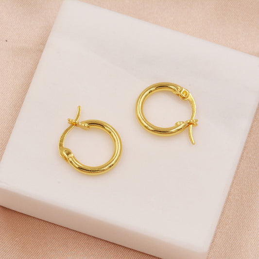 Pair of Minimalist Huggie Hoop Earrings in Sterling Silver, Plain Hoop Earrings , Two Sizes Available, Simple Hoop Earrings