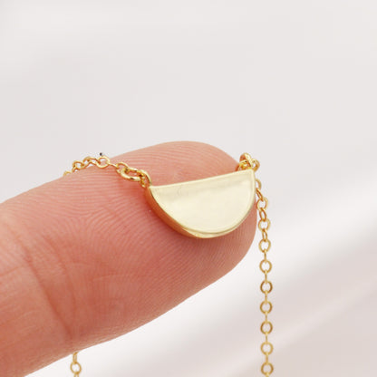 Half Moon Pendant Necklace in Sterling Silver, Gold or Silver, Semi Circle Dainty Necklace, Mini Collar Necklace