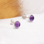 Natural Amethyst Stud Earrings in Sterling Silver - Genuine Purple Amethyst Crystal Stud Earrings - Semi Precious Gemstone