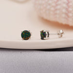 Black Opal Stud Earrings in Sterling Silver - 3 sizes 3mm 4mm 5mm - Lab Opal Stud Earrings - Semi Precious Gemstone