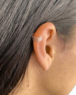 Minimalist Sterling Silver Ear Cuff, No Piercing Ear Cuff, Piercing Free Triple Bar Ear Cuff, Three Bar Cuff,Simple and Minimalist