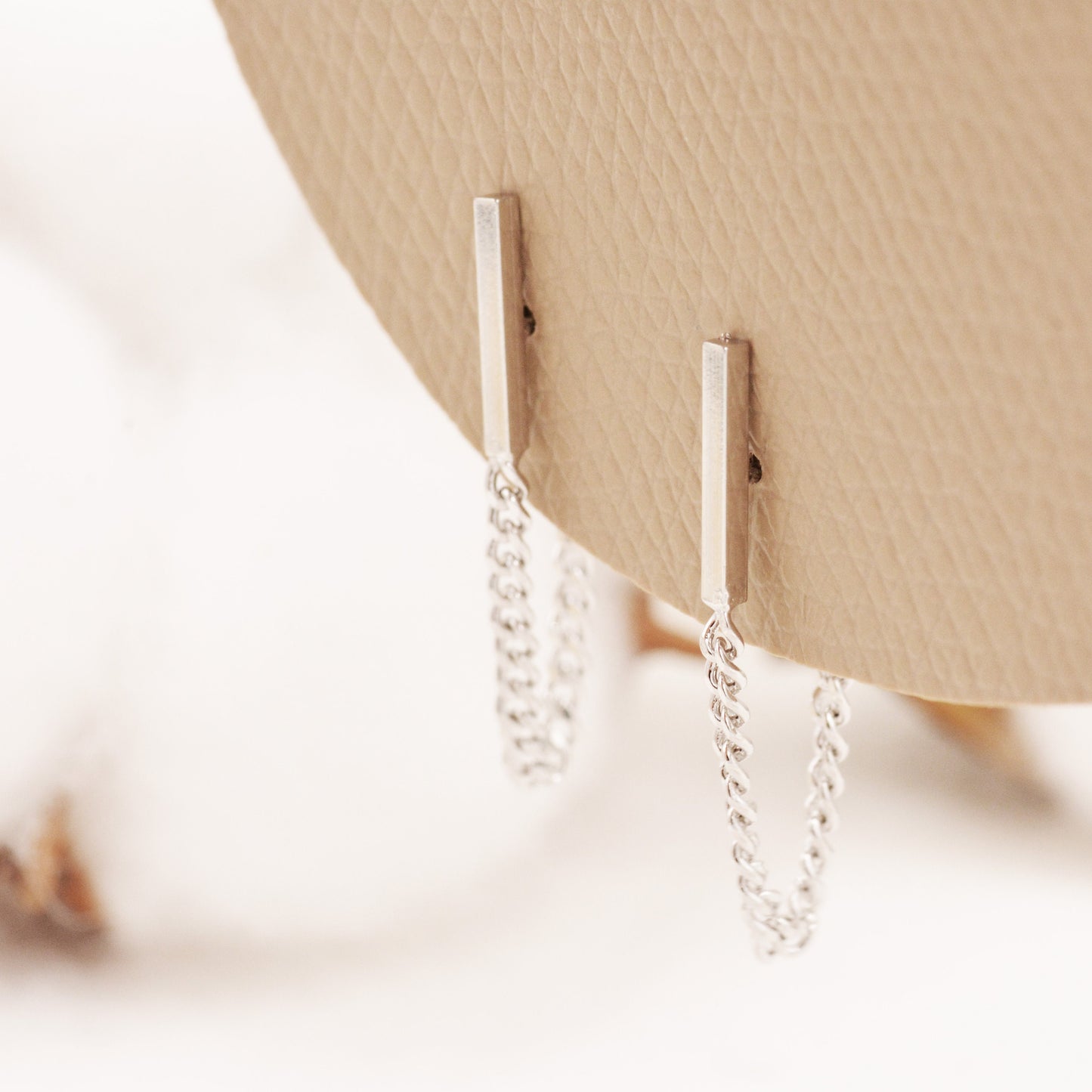 Chained Bar Earrings in Sterling Silver, Bar Ear Jacket, Chain Jacket Earrings, Chain Bar Earrings