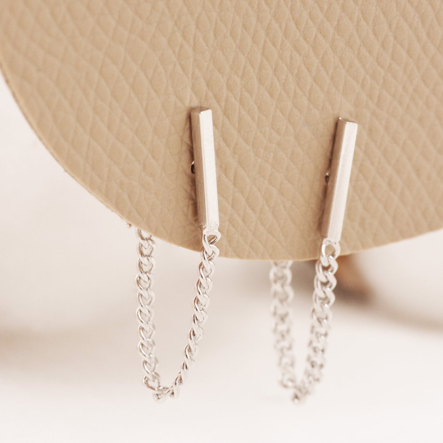 Chained Bar Earrings in Sterling Silver, Bar Ear Jacket, Chain Jacket Earrings, Chain Bar Earrings