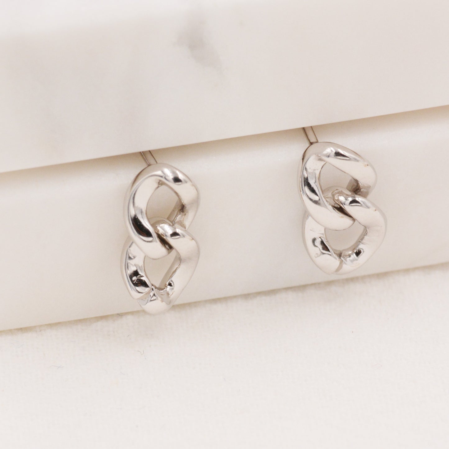 Chunky Chain Stud Earrings in Sterling Silver, Gold or Silver, Chain Design Earrings, Link Chain Stud