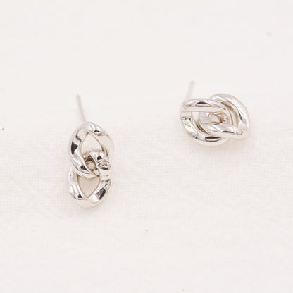 Chunky Chain Stud Earrings in Sterling Silver, Gold or Silver, Chain Design Earrings, Link Chain Stud