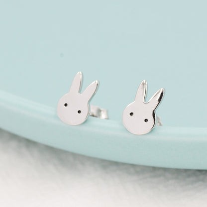 Cute Bunny Earrings in Sterling Silver, Rabbit Stud Earrings, Rabbit Head Earrings, Animal Earrings