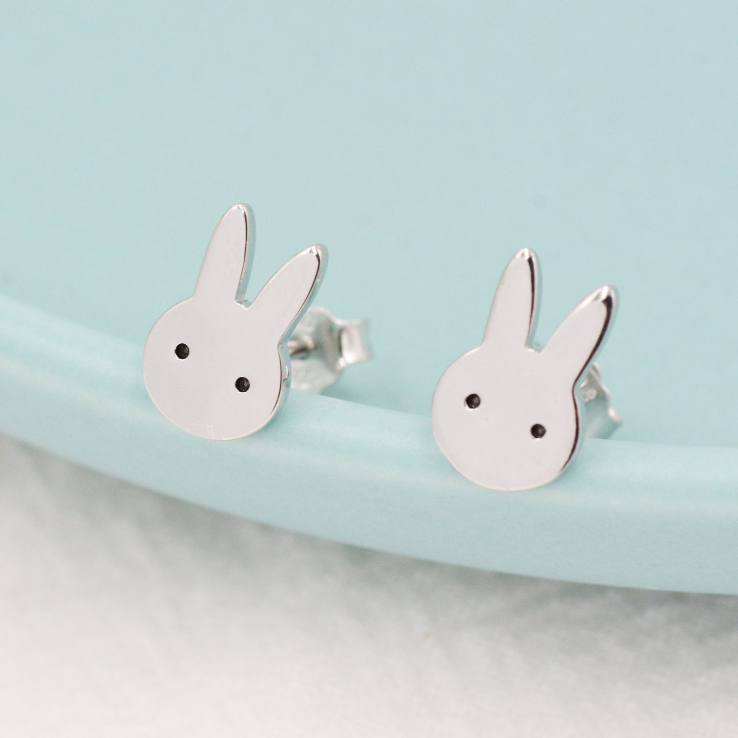 Cute Bunny Earrings in Sterling Silver, Rabbit Stud Earrings, Rabbit Head Earrings, Animal Earrings