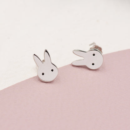 Cute Bunny Earrings in Sterling Silver, Rabbit Stud Earrings, Rabbit Head Earrings, Animal Earrings