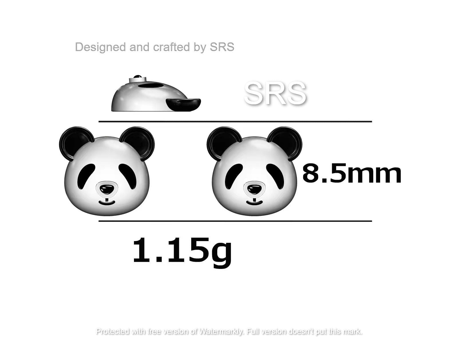 Cute Panda Earrings in Sterling Silver, Panda Bear Stud Earrings, Animal Earrings, Nature Lover