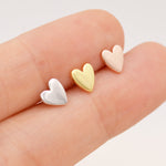 Sterling Silver Heart Earrings, Silver, Gold or Rose Gold, Petite Long Heart Stud Earrings, Tiny Heart Stud