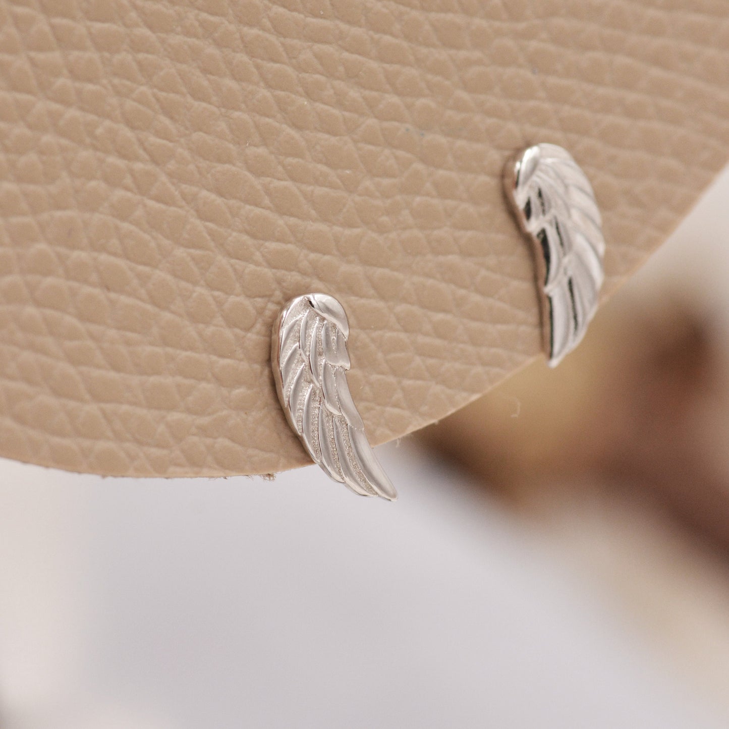 Angel Wings Stud Earrings in Sterling Silver, Feather Earrings, Silver Wing Earrings