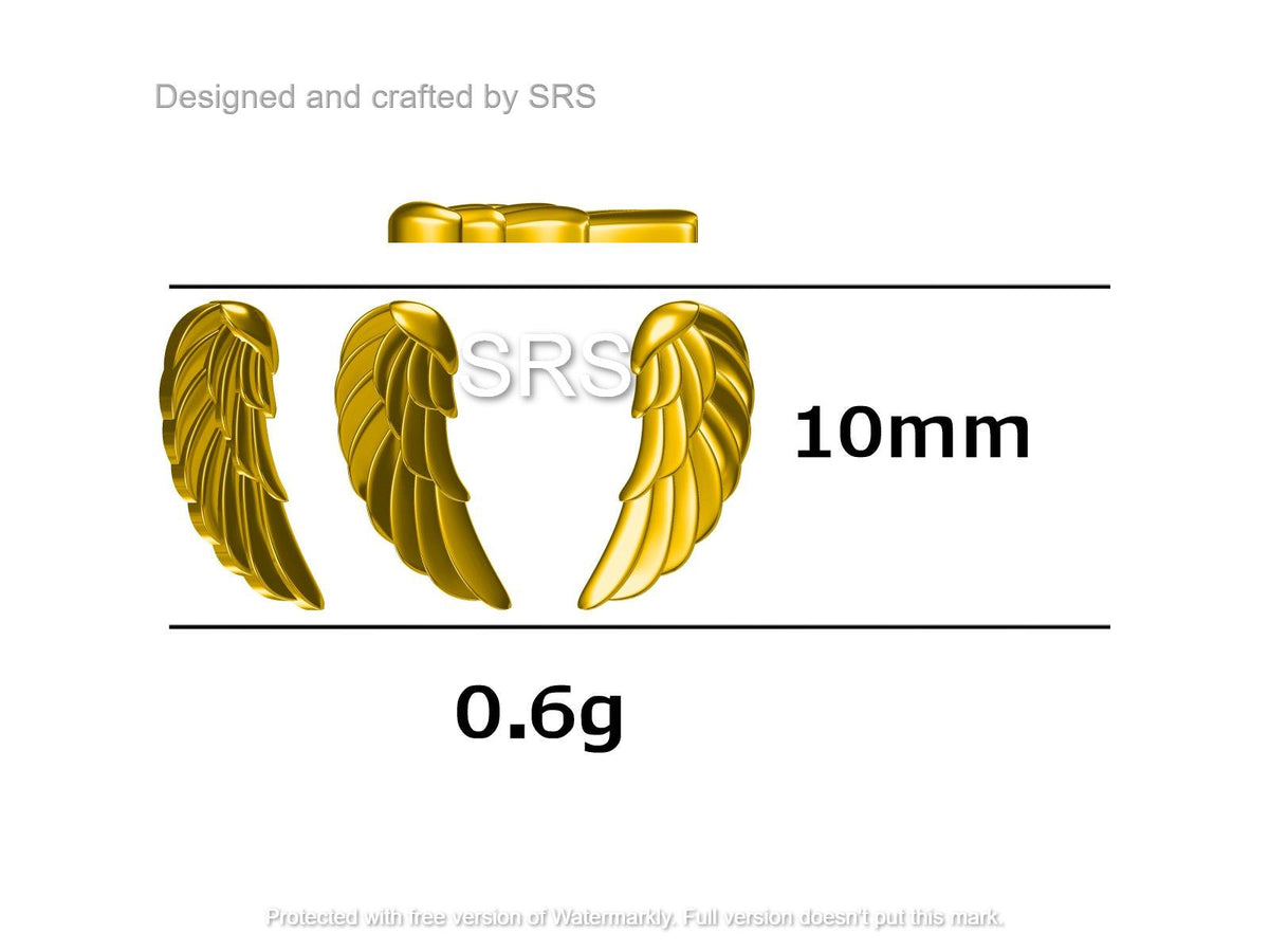 Sterling Silver Angel Wing 16G Screw Back Stud Earrings with Ball Backs