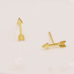 Sterling Silver Tiny Little Arrow Stud Earrings, Silver or Gold, Dainty, Cute, Quirky and Fun Jewellery