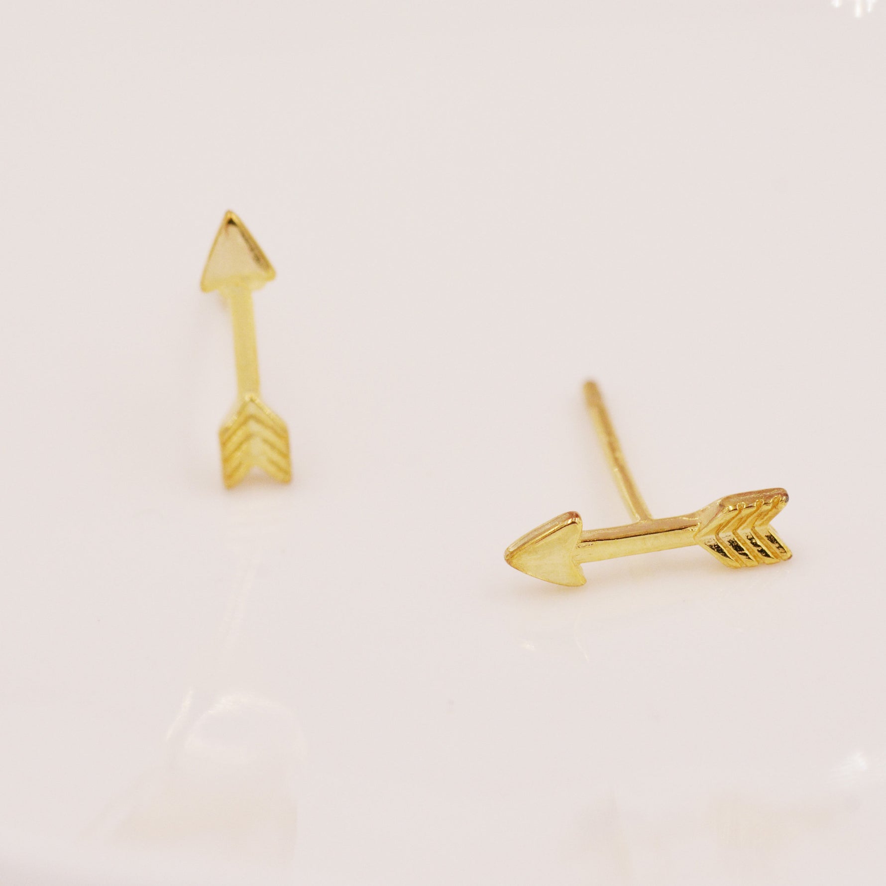 Sterling Silver Tiny Little Arrow Stud Earrings, Silver or Gold, Dainty, Cute, Quirky and Fun Jewellery