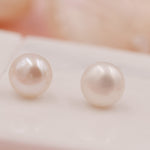 Genuine Pearl Stud Earrings in Sterling Silver, 5mm - 8mm, Small Pearl Stud and Large Pearl Stud, Silver pearl Earrings,