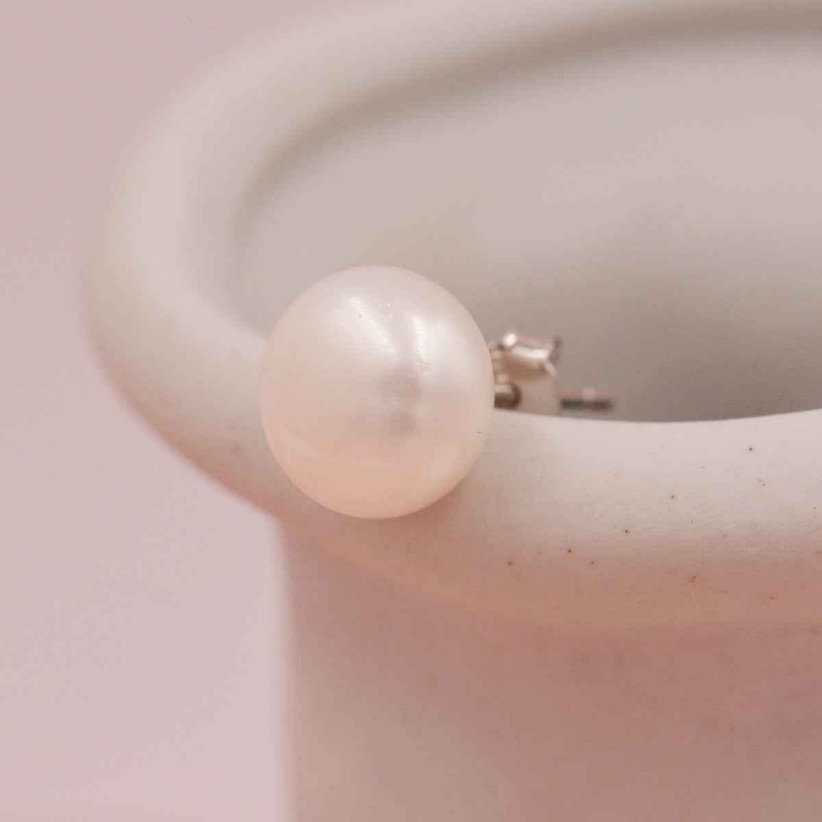Genuine Pearl Stud Earrings in Sterling Silver, 5mm - 8mm, Small Pearl Stud and Large Pearl Stud, Silver pearl Earrings,