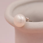 Genuine Pearl Stud Earrings in Sterling Silver, 5mm - 8mm, Small Pearl Stud and Large Pearl Stud, Silver pearl Earrings,