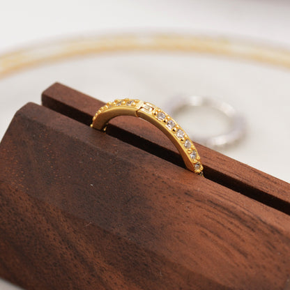 Minimalist CZ Huggie Hoops in Sterling Silver, 6mm, 8mm, 10mm and 12mm Clicker Hoops, Rose Gold or Gold, Simple Sleeper Hoop Earrings