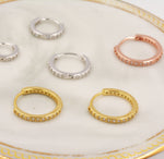 Minimalist CZ Huggie Hoops in Sterling Silver, 6mm, 8mm, 10mm and 12mm Clicker Hoops, Rose Gold or Gold, Simple Sleeper Hoop Earrings
