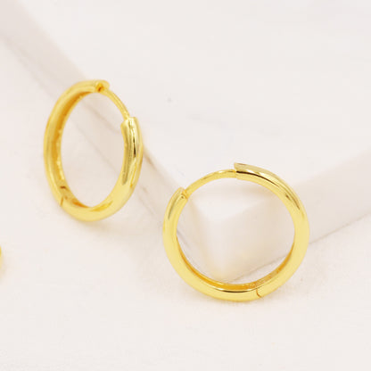 Minimalist Huggie Hoop Earrings in Sterling Silver, 6mm to 18mm Hoops, Various Sizes, Skinny Hoops, Silver or Gold, Simple Hoop Earrings