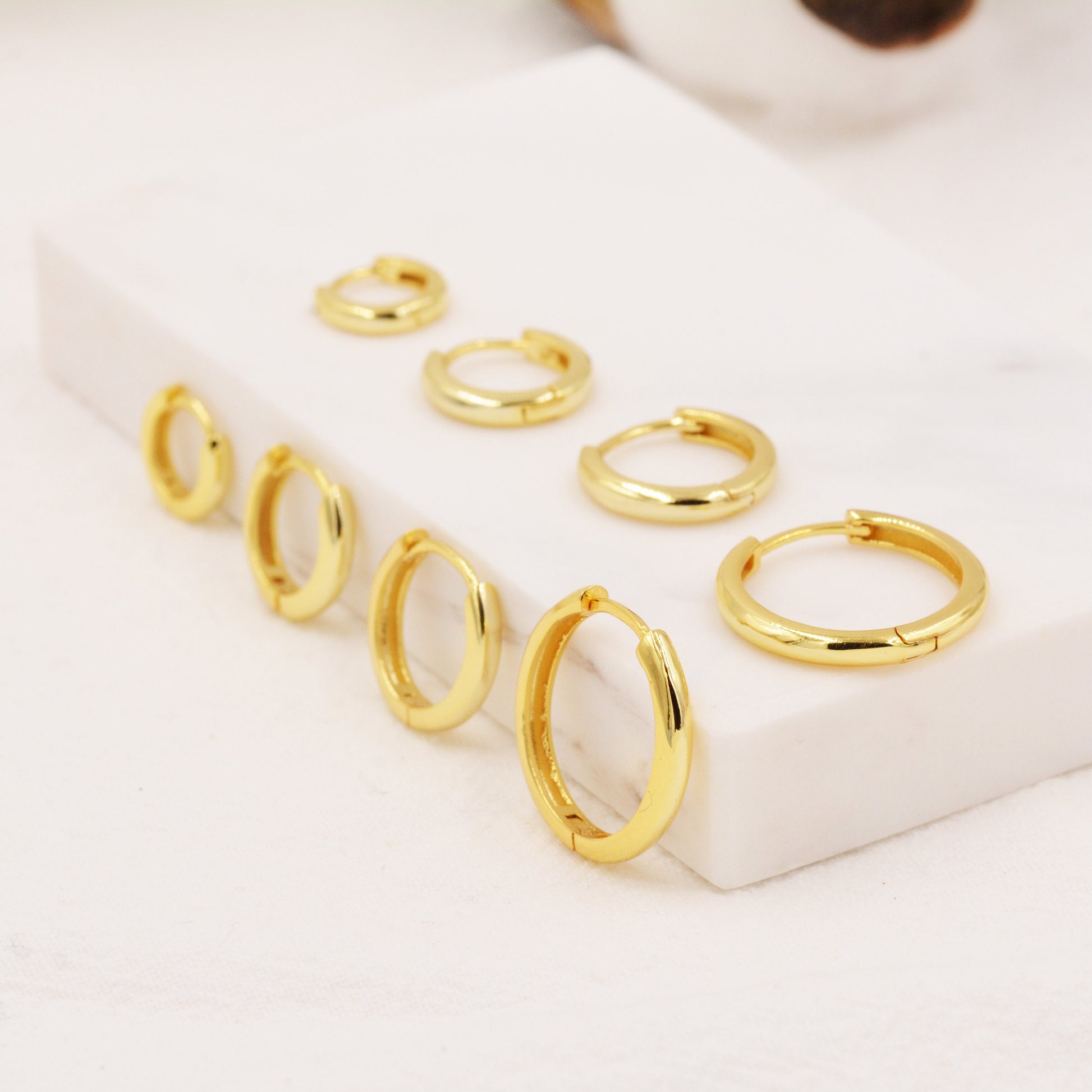 Minimalist Huggie Hoop Earrings in Sterling Silver, 6mm to 18mm Hoops, Various Sizes, Skinny Hoops, Silver or Gold, Simple Hoop Earrings