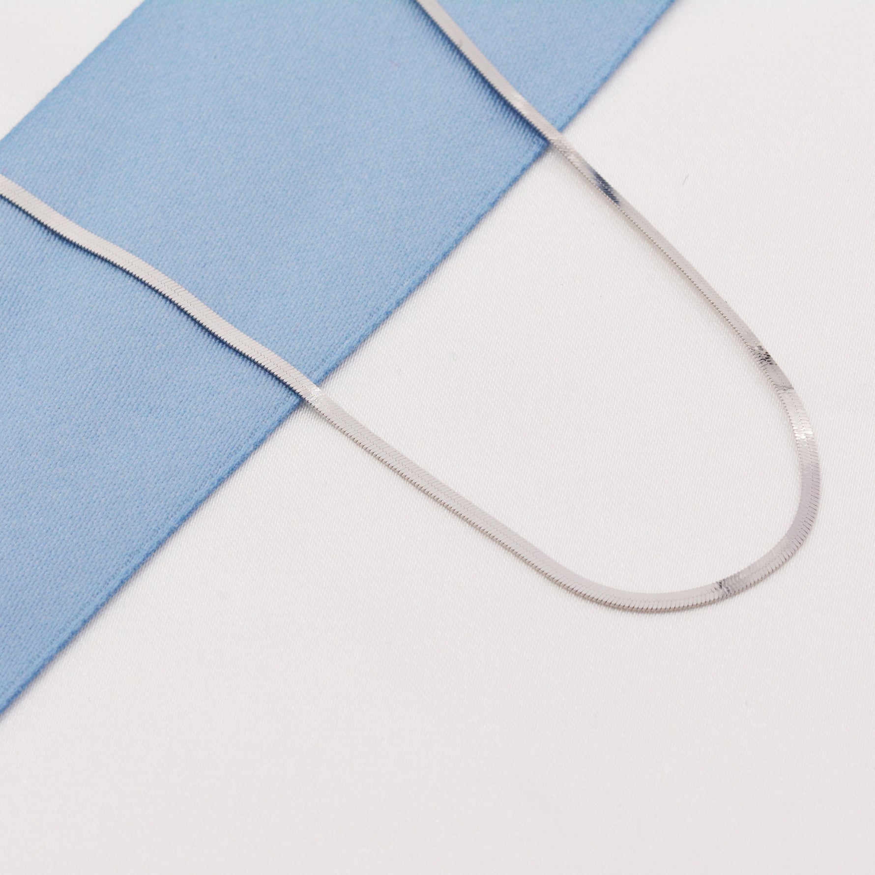 Flat Chain Necklace in Sterling Silver, Flat Chain Choker Necklace, Collar Necklace, Simple Plain Chain