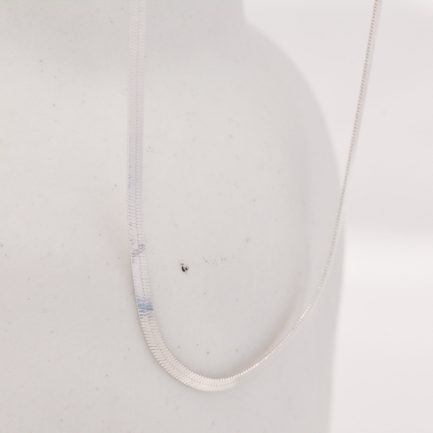Flat Chain Necklace in Sterling Silver, Flat Chain Choker Necklace, Collar Necklace, Simple Plain Chain