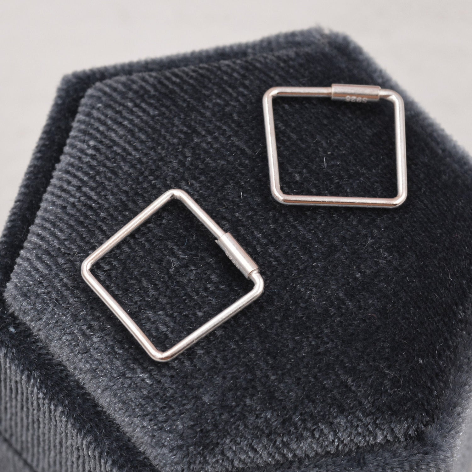 Sterling Silver Minimalist Geometric Square Hoop Creole Style Earrings, Dainty and Delicate, Modern Contemporary Design