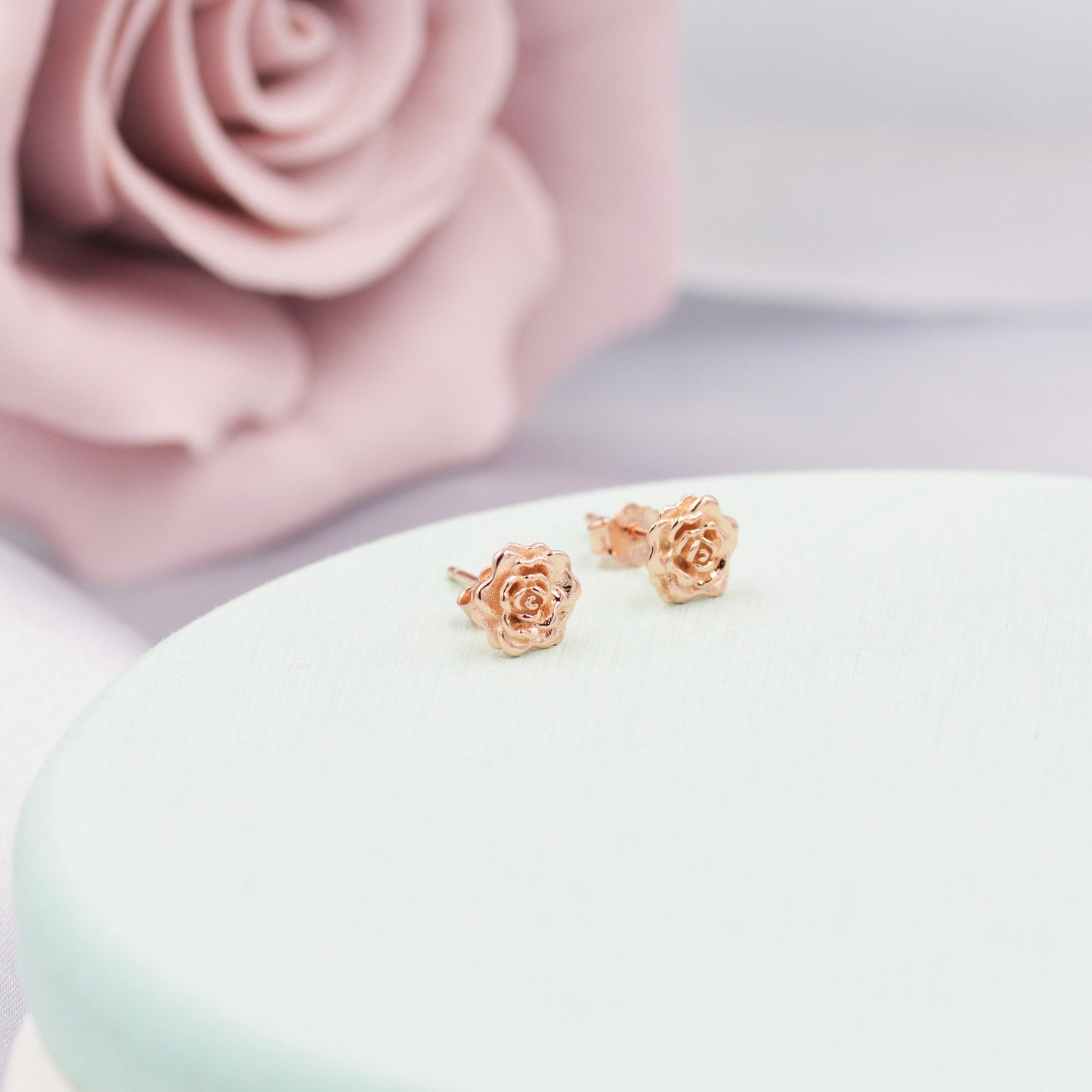 Sterling Silver Rose Earrings, Silver, Gold or Rose Gold, Rose Stud Earrings, Petite Flower Blossom Earrings, Nature Inspired