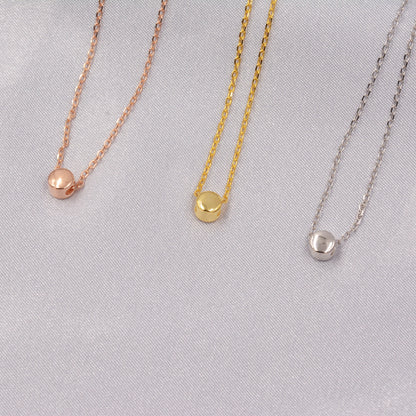 Tiny Dot Pendant Necklace in Sterling Silver, Extra Small Disk Necklace, Silver, Gold and Rose Gold