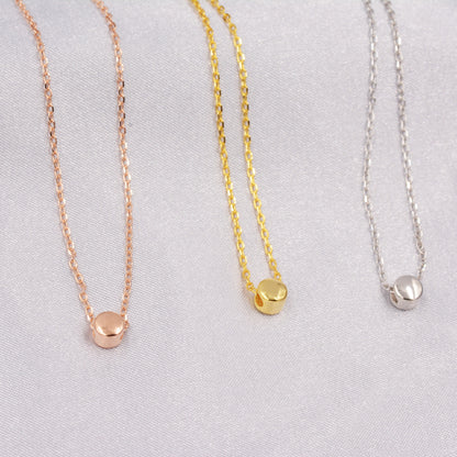 Tiny Dot Pendant Necklace in Sterling Silver, Extra Small Disk Necklace, Silver, Gold and Rose Gold