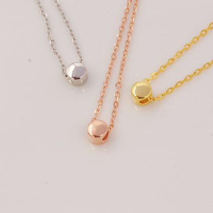 Tiny Dot Pendant Necklace in Sterling Silver, Extra Small Disk Necklace, Silver, Gold and Rose Gold