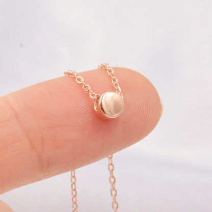 Tiny Dot Pendant Necklace in Sterling Silver, Extra Small Disk Necklace, Silver, Gold and Rose Gold