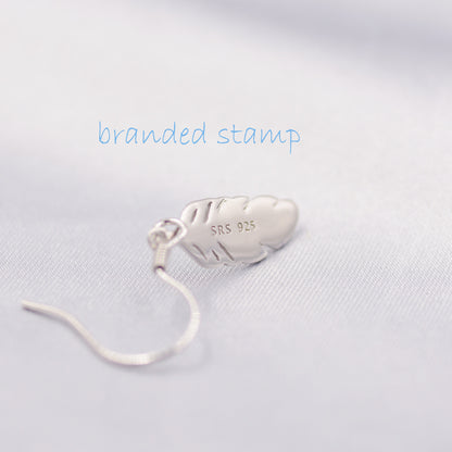 Sterling Silver Feather Drop Hook Earrings, Silver or Gold or Rose Gold, Delicate Feather Dangle Earrings, Nature Inspired