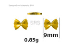 Farfalle Pasta Shape Stud Earrings in Sterling Silver, Ribbon Bow Earrings, Playful and Quirky Food Jewellery, Silver or Gold