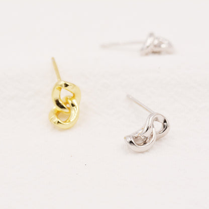 Chunky Chain Stud Earrings in Sterling Silver, Gold or Silver, Chain Design Earrings, Link Chain Stud