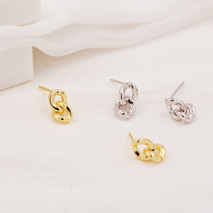 Chunky Chain Stud Earrings in Sterling Silver, Gold or Silver, Chain Design Earrings, Link Chain Stud